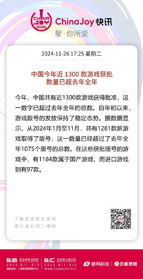 今年内近1300款游戏获批 数量已超去年